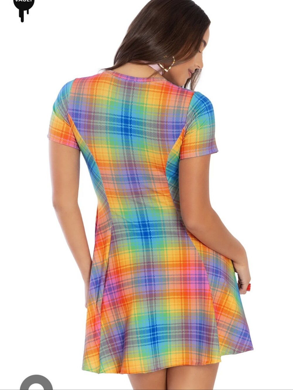 Blackmilk Rainbow Plaid Mini Dress - Picture 2 of 4